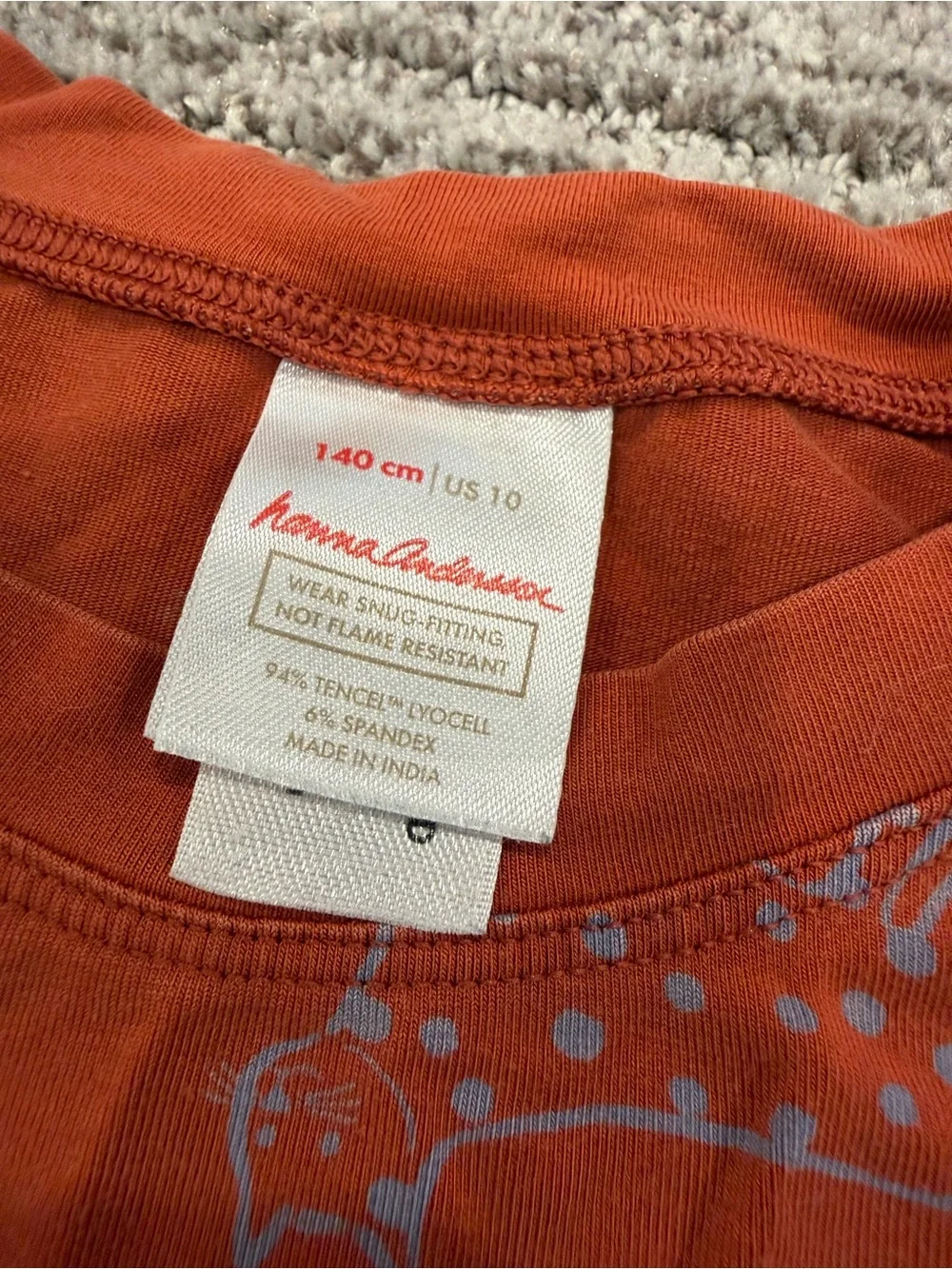 Hanna Andersson Tencel Lyocell Long John Pajamas Size 10 140 Rust Blue Leopard